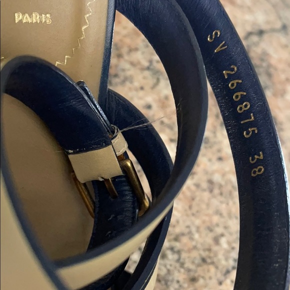 Yves Saint Laurent Leather Strait Wedge Sandals - Picture 4 of 8